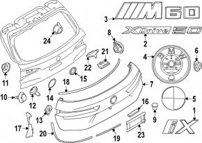 BMW iX 21-25 trunk lid badge emblem for the camera