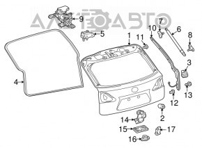 Lexus RX350 RX450h 10-15 trunk door rubber seal