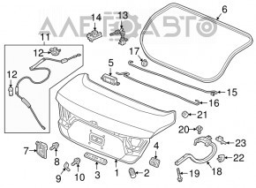 Honda Accord 18-22 silver trunk lid NH-830M, dented, folded