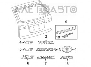 Toyota Sienna 04-10 Tailgate Number Plate Light
