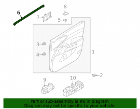 Inner glass seal for the front right door of a Kia Sorento 21-23 HEV, PHEV