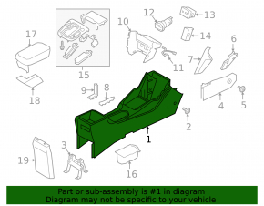 Central console armrest and cup holders Hyundai Kona 18-21 1.6, 2.0 black