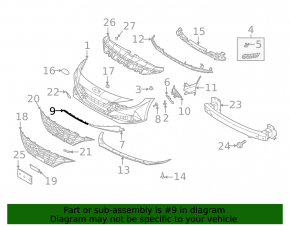 Front bumper molding central Hyundai Elantra 21-23