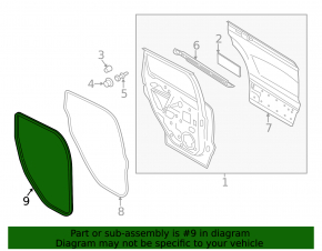 Rear left door seal for Ford Escape MK3 13-19