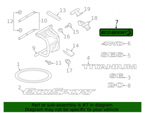 Emblem inscription EcoBoost tailgate Ford Ecosport 18-21