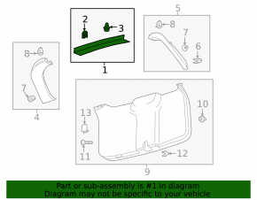 Upper tailgate trim for Ford Explorer 20-25, black, worn