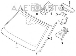 Interior mirror for BMW X2 F39 18-23 with rain sensor, factory alarm, auto-dimming, Home Link, compass