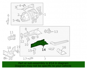 Outer part of the front right side member of the Lexus IS 14-16