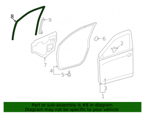 Front left glass seal Toyota Rav4 06-12