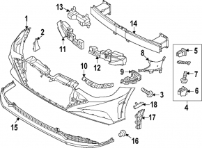 Front bumper mount right under headlight Hyundai Sonata 20-22 SEL, SEL Plus, Limited