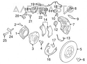 Brake pad wear sensor front left Porsche Macan 15-18 under gray caliper