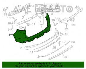 Rear bumper bare Ford Edge 19-24 graphite, for parking sensors