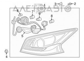 Left headlight Nissan Altima 13-15 LED