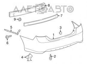 Rear bumper bare Toyota Camry v50 12-14 usa SE