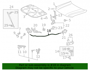 Hood release cable for Lexus LX570 08-15 pre-restyling