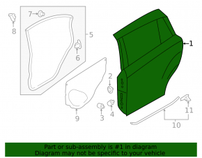 Door bare rear right Subaru XV Crosstrek 13-17