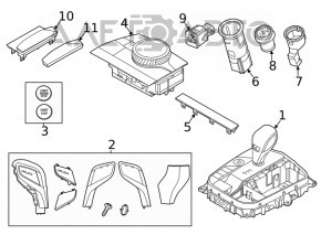 Gear shifter assembly BMW 3 G20 19-22 with handle and buttons