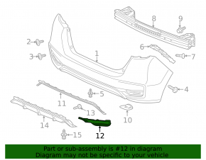 Right rear bumper lip for Honda Fit 15-20 2018-20
