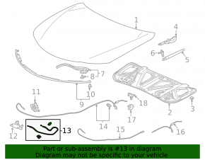 Acura TLX 20-25 2.0 Hood Release Cable