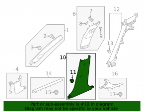 Honda Civic XI FE/FL 22-26 black lower left center pillar trim