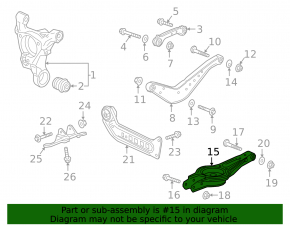 Lower control arm for rear left spring, Chevrolet Malibu 16-23