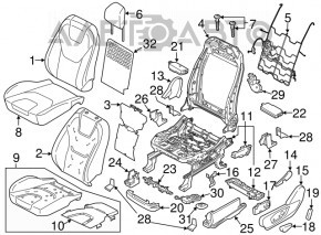 Driver's seat Ford Edge 15- without airbag, cloth black