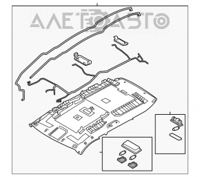 Mazda CX-9 16-17 headliner without sunroof, gray