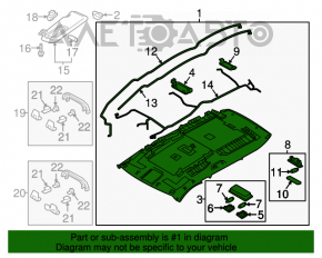 Mazda CX-9 16-17 headliner without sunroof, gray