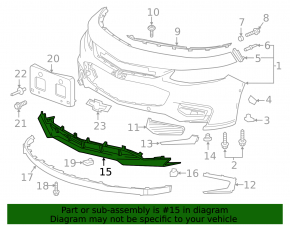 Front bumper lip Chevrolet Malibu 16-18 prerest