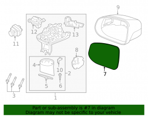 Mirror element right Volvo XC90 16-23 for auto folding