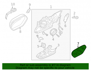 Left mirror element Audi A6 C7 12-18 auto-dimming, heated, broken connector, scratches