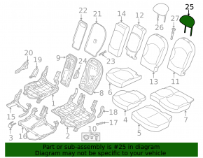 Mini Cooper Countryman R60 10-16 rear right headrest, black leather