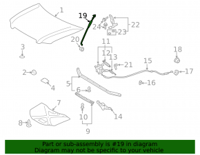 Hood support for Toyota Highlander 2001-2007