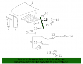 Left hood shock absorber for Lexus LS 13-17 rest.