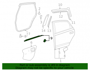 Door-glass molding, center rear left, Toyota Prius 20 04-09