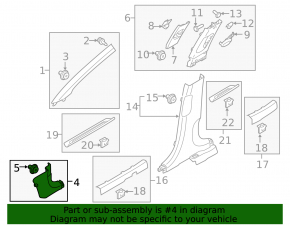 Kia Sportage 17-22 black lower right front pillar trim