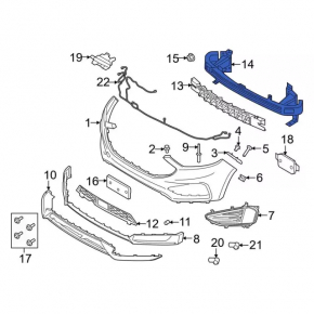 Front Bumper Reinforcement Ford Edge 19- USA Without Tow Hook, Rusty