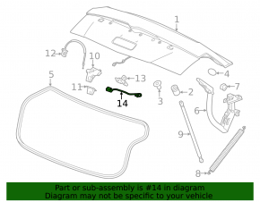 Cadillac CTS 14-19 Trunk Lid Release Button