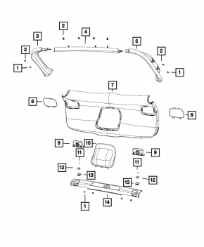 Left tailgate trim Jeep Cherokee KL 14-18 black, scratch
