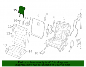 Headrest 3rd row right VW Atlas 18-23 black fabric