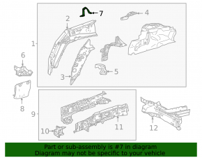 Left wing apron inner panel bracket for Toyota Sienna 21-25