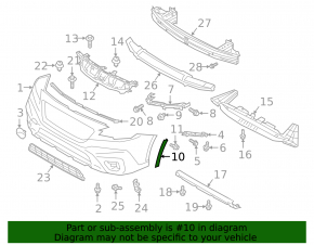 Front right fender arch trim Subaru Outback 20- on bumper