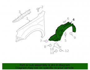 Front left fender liner for Subaru Forester 2008-2013