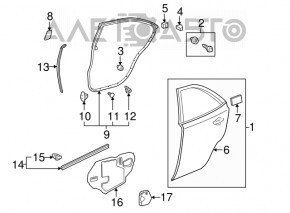 Rear right door seal, lower, Lexus Hs250h 10-12