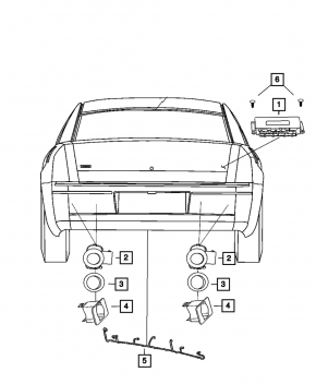 Wiring rear bumper Dodge Challenger 15-15 rest, without parking sensors, under reflectors