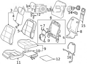 Driver's seat Lexus ES300h ES350 13-14 without airbag, electric, leather black