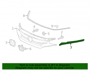 Left radiator grille molding Honda Civic X FK 17-21 5D