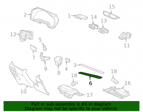 Front panel molding right Honda CRV 17-22 gray