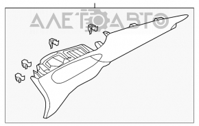 Right rear pillar trim for Hyundai Azera 12-17, gray