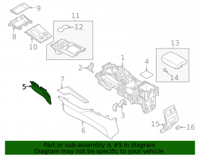 Mitsubishi Outlander 22-25 black center console trim, front left side